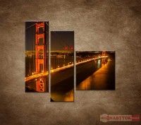 OBRAZ 3 DIELNY GOLDEN GATE BRIDGE 110X90 CM