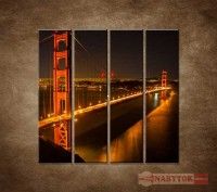 OBRAZ 4 DIELNY GOLDEN GATE BRIDGE 120X120 CM