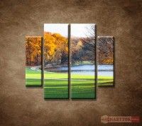 OBRAZ 4 DIELNY Park na jese 100X90 CM