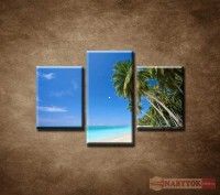 OBRAZ 3 DIELNY PL S PALMAMI 90X60 CM