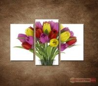 OBRAZ 3 DIELNY Tulipny vo vze 75X50CM