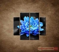OBRAZ 4 DIELNY Modr kvet na kameoch 100X90 CM