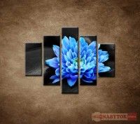 OBRAZ 5 DIELNY Modr kvet na kameoch 100X80 CM