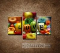OBRAZ 3 DIELNY LOVE 90X60 CM