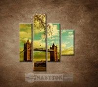 OBRAZ 4 DIELNY LONDN - TOWER BRIDGE 80X90CM