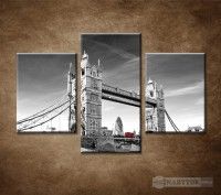 OBRAZ 3 DIELNY ERVEN AUTOBUS NA TOWER BRIDGE 90X60 CM