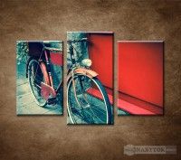 OBRAZ 3 DIELNY RETRO BICYKEL 75X50CM