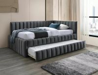 Posteľ ALFIE VELVET 120 s prístelkou, poťah: látka BLUVEL 14 sivá - ilustračný obrázok Posteľ ALFIE VELVET 120 s prístelkou, poťah: látka BLUVEL 14 sivá - ilustračný obrázok