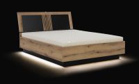 ARIS AS14/160 posteľ, farba: dub evoke / čierny lesk, ilustračný obrázok