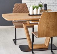 St�l BLACKY, pl�t: laminovan� MDF-dub zlat�/podno�: kov s povrchovou �pravou - �ierna - ilustra�n� obr�zok