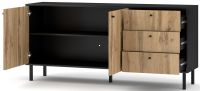 Sektorový nábytok BOSPE komoda 3S2D, farba: čierna/dub wotan, vnútro, ilustračný obrázok