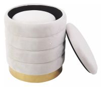 Taburetka BRITTA VELVET, poťah: látka svetlá béžová TAP 250, menšia taburetka sa dá vložiť do väčšej taburetky - ilustračný obrázok Taburetka BRITTA VELVET, poťah: látka svetlá béžová TAP 250, menšia taburetka sa dá vložiť do väčšej taburetky - ilustračný obrázok