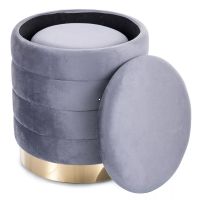 Taburetka BRITTA VELVET, poťah: látka sivá TAP 252, menšia taburetka sa dá vložiť do väčšej taburetky - ilustračný obrázok Taburetka BRITTA VELVET, poťah: látka sivá TAP 252, menšia taburetka sa dá vložiť do väčšej taburetky - ilustračný obrázok