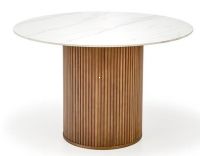 St�l BRUNO, pl�t: keramika s efektom bieleho mramoru/podno�: mas�vne drevo - orech - ilustra�n� obr�zok