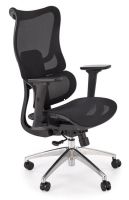 Kancel�rske kreslo CASPER, po�ah: sie�ovina �ierna/hlin�kov� + pochr�movan� kovov� z�klad�a/plast-�ierna/kolieska kau�ukov� + plastov� - ilustra�n� obr�zok
