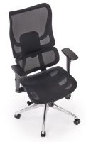 Kancel�rske kreslo CASPER, po�ah: sie�ovina �ierna/hlin�kov� + pochr�movan� kovov� z�klad�a/plast-�ierna/kolieska kau�ukov� + plastov� - ilustra�n� obr�zok