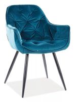 Kreslo CHERRY VELVET, poah: ltka zamatov BLUVEL 85 tyrkysov/kov: ierna mat. - ilustran obrzok