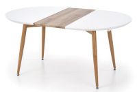 Stôl EDWARD, plát: lakovaná MDF + dyhovaná MDF-biela/podnož: kov s povrchovou úpravou - dub medový - ilustračný obrázok Stôl EDWARD, plát: lakovaná MDF + dyhovaná MDF-biela/podnož: kov s povrchovou úpravou - dub medový - ilustračný obrázok