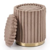 Taburetka FIDO, poťah: látka cappuccino/chrómovaná oceľ - zlatá, ilustračný obrázok Taburetka FIDO, poťah: látka cappuccino/chrómovaná oceľ - zlatá, ilustračný obrázok