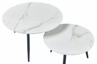 Konferen�n� stol�k KORA D, farba: biela s mramorov�m efektom/kov: �ierna mat.-ilustra�n� obr�zok