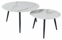 Konferen�n� stol�k KORA D, farba: biela s mramorov�m efektom/kov: �ierna mat.-ilustra�n� obr�zok