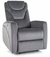 Relaxa�n� kreslo KRONOS VELVET, po�ah: l�tka BLUVEL 14 siv� - ilustra�n� obr�zok