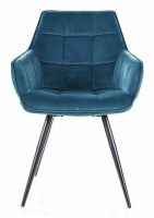 Kreslo LILIA VELVET, poťah: látka BLUVEL 85 tyrkysová/kov: čierna mat. - ilustračný obrázok Kreslo LILIA VELVET, poťah: látka BLUVEL 85 tyrkysová/kov: čierna mat. - ilustračný obrázok