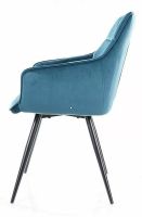 Kreslo LILIA VELVET, poťah: látka BLUVEL 85 tyrkysová/kov: čierna mat. - ilustračný obrázok Kreslo LILIA VELVET, poťah: látka BLUVEL 85 tyrkysová/kov: čierna mat. - ilustračný obrázok