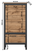 farba: dub wotan/ierna, komoda LOFTA 1D1S/60, rozmery - ilustran obrzok