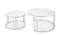 konferenn stolk MERCURY 2, farba: sklo - biely mramor / kov: chrm - strieborn