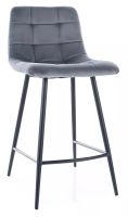 Barová stolička MILA H-2 VELVET, poťah: látka BLUVEL 14 sivá/kov - čierna mat. - ilustračný obrázok Barová stolička MILA H-2 VELVET, poťah: látka BLUVEL 14 sivá/kov - čierna mat. - ilustračný obrázok