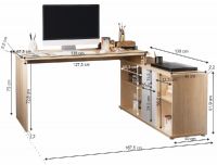 PC stolk DALTON 2 NEW - rozmery, farba: dub sonoma svetl/biela