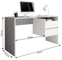 PC stolk TULIO - rozmery, farba: betn/biela mat