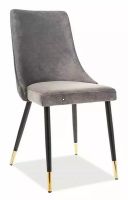Stolička PIANO VELVET, poťah: látka BLUVEL 14 sivá/kov - čierna/zlatá - ilustračný obrázok Stolička PIANO VELVET, poťah: látka BLUVEL 14 sivá/kov - čierna/zlatá - ilustračný obrázok