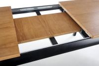 Stôl WINDSOR, plát: MDF + prírodná dubová dyha/podnož: masívne drevo bukové - čierna - ilustračný obrázok Stôl WINDSOR, plát: MDF + prírodná dubová dyha/podnož: masívne drevo bukové - čierna - ilustračný obrázok