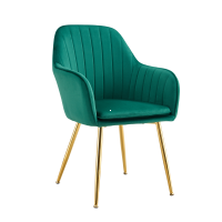 kreslo ADLAM, po�ah: l�tka VELVET smaragdov�/kov - zlat�