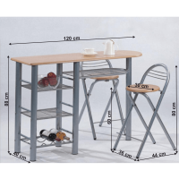 barov set BOXER 1+2 - rozmery, farba: MDF buk / kov - hlink ilustran obrzok