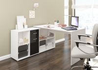 PC stolík BEAT rohový, strana: Ľavá, farba biela / čierny lesk, ilustračný obrázok