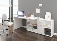 PC stolík BEAT rohový - rozložený, strana: Pravá, farba biela / biely lesk, ilustračný obrázok