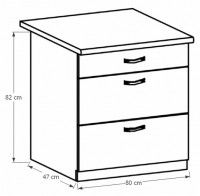 kuchynsk linka PROVANCE spodn skrinka D80S3 - rozmery, farba korpusu: biela / dvierka: sosna Andersen, ilustran obrzok