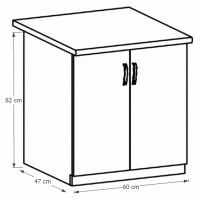 kuchynsk linka SICILIA spodn skrinka D60, rozmery - ilustran obrzok