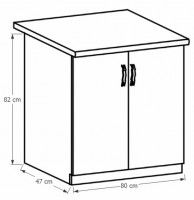 kuchynsk linka SICILIA spodn skrinka D80 - rozmery, ilustran obrzok