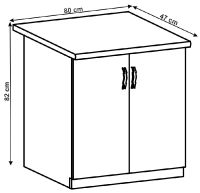 kuchynsk linka LAYLA D80 skrinka spodn, perokresba - rozmer, strana: univerzlna L/P, farba: korpus biela / dvierka: siv mat, ilustran obrzok
