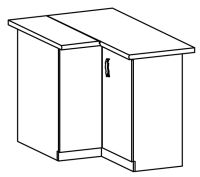 kuchynsk linka LAYLA D90N skrinka spodn rohov - perokresba, farba: korpus biela / dvierka: siv mat, ilustran obrzok
