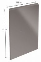 kuchynsk linka AURORA dvierka na umvaku 59,6x57 cm - rozmery, farba: dvierka siv lakovan extra vysok lesk HG, ilustran obrzok
