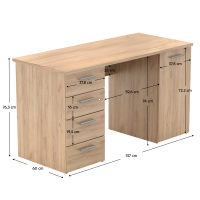 PC stol�k EUSTACH - rozmery, farba: dub artisan