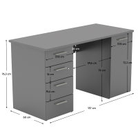 PC stol�k EUSTACH - rozmery, farba: grafit
