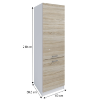 kuchynsk linka FABIANA S-60/210  - rozmery, farba korpus: biela / dvierka: dub sonoma, ilustran obrzok
