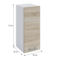 kuchynsk linka FABIANA W-30 - rozmery, farba korpus: biela / dvierka: dub sonoma, ilustran obrzok