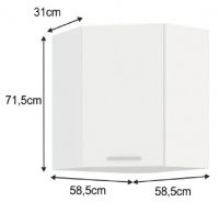 kuchynsk linka SPLIT 58x58 GN-72 1F skrinka horn rohov - rozmery, farba korpusu: biela / dvierka: biela, ilustran obrzok